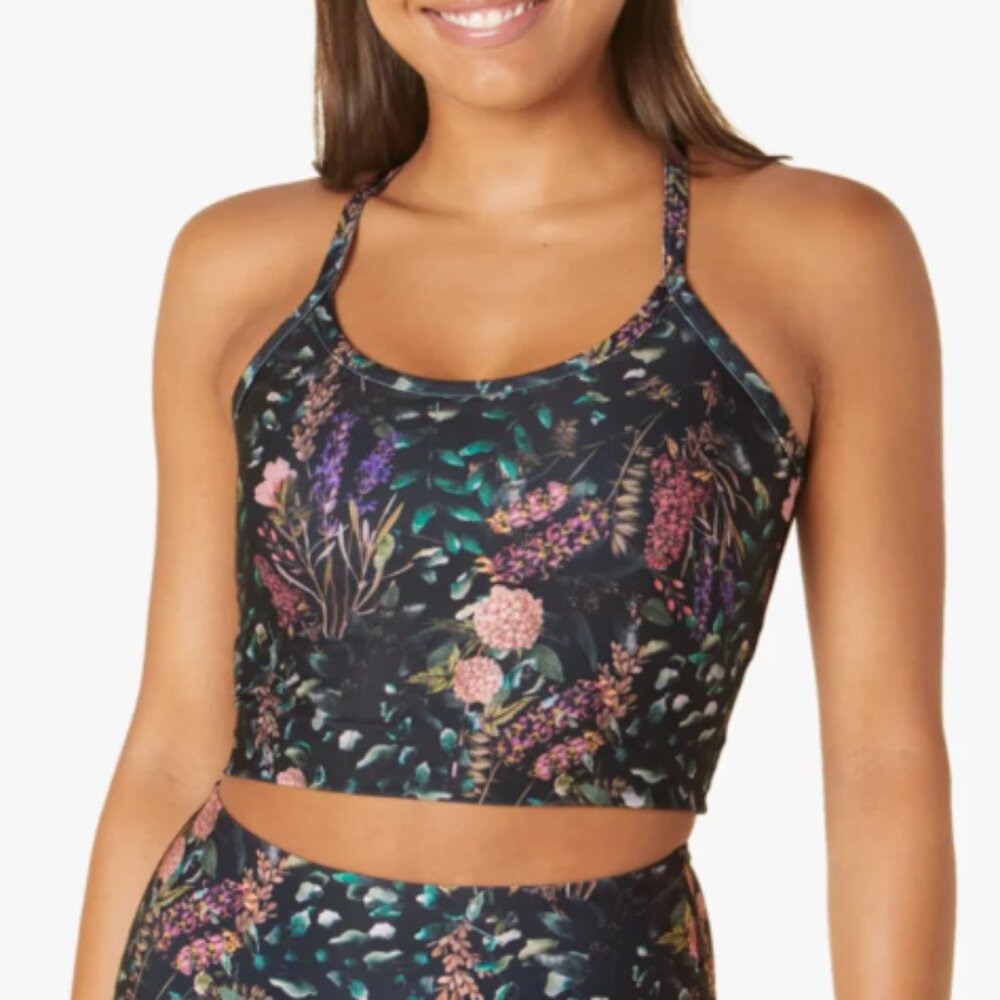 BEYOND YOGA Cropped Racerback Tank Floral Print Size Small